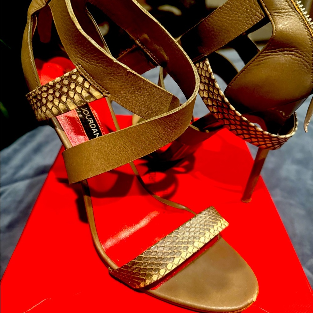 Charles jourdan strappy snakeskin heel
